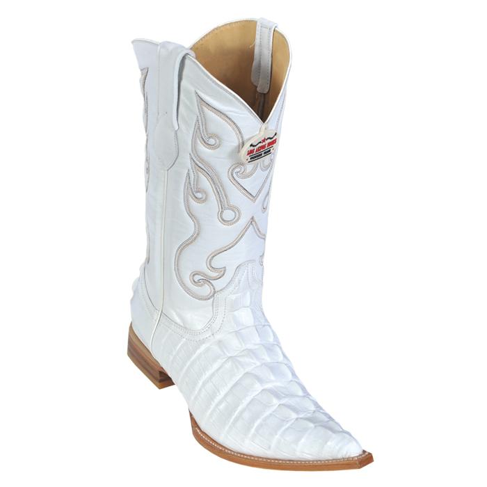 Los Altos White All Over Alligator Tail Print Cowboy Boots 3050128